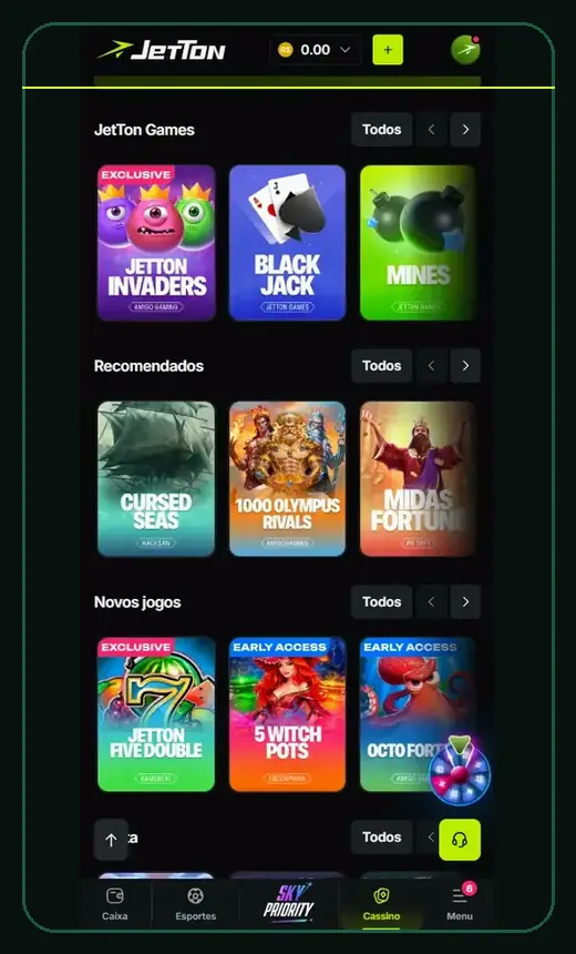 Interface JetTon relacionada a Encontrando um jogo pelo nome